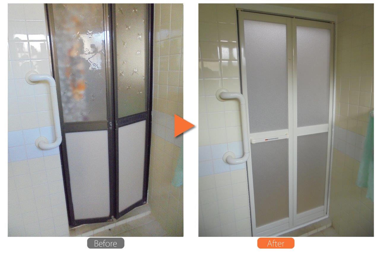 浴室ドアの取替えリフォーム アタッチメント工法 沖縄