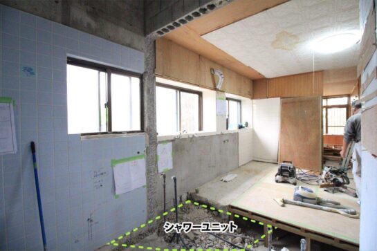 工事中　浴室のリフォーム